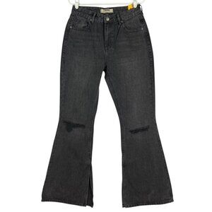 Rock & Roll‎ Women's Distressed High Rise Flare Black Denim Jeans Size 28x34 NWT